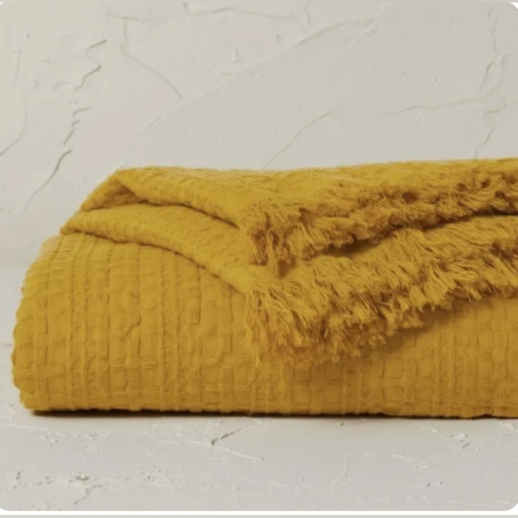 Opalhouse designed w Jungalo Waffle Weave Bed decorative Throwblanket Ye… - Picture 1 of 3